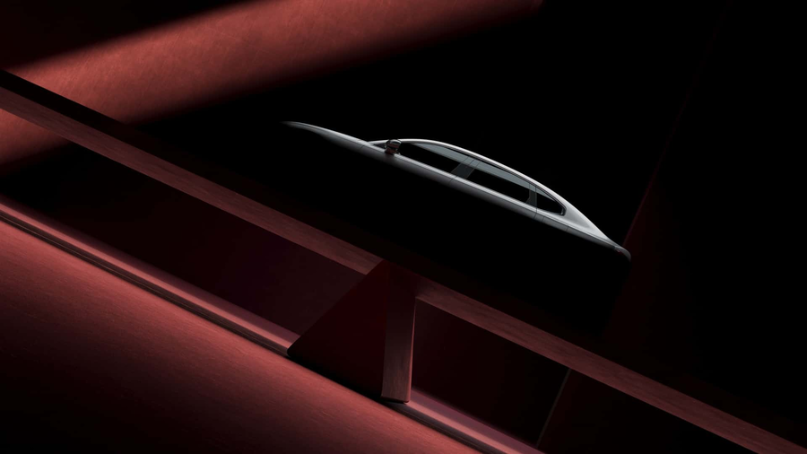 Volvo ES90 teaser profil dachu i linie karoserii detal